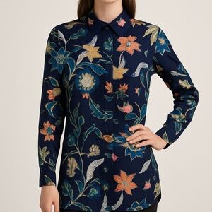 Maje Navy Rimbaud Baroque Print Blouse – Size S – NWT